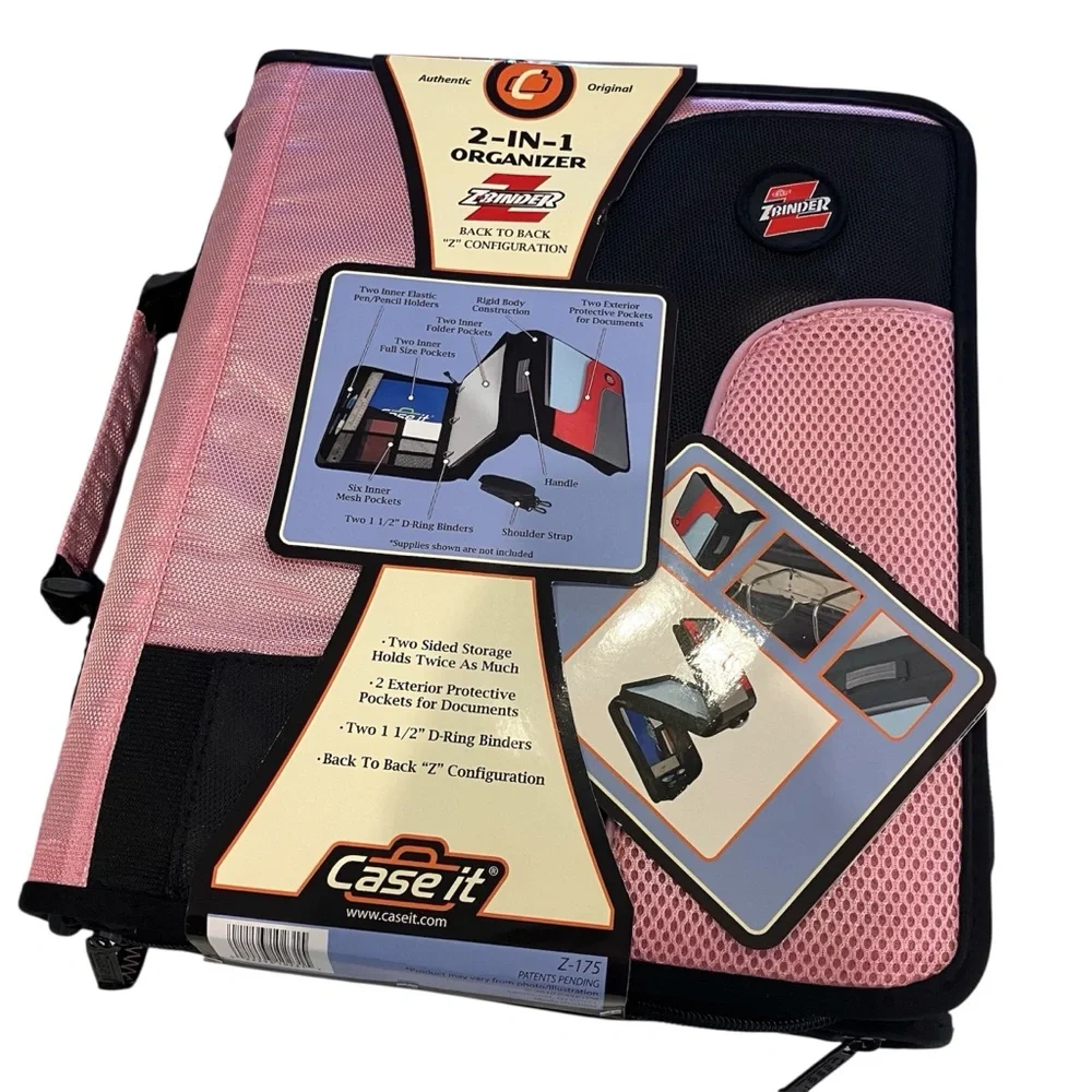 NWT Case It Pink and Black 2-in-1 Organizer